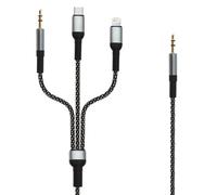 Câble Audio Multi embouts Jack 3.5mm USB-C Lightning vers Jack 3.5mm 1.5m LinQ