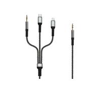 Câble Audio Multi embouts Jack 3.5mm USB-C Lightning vers Jack 3.5mm 1.5m LinQ