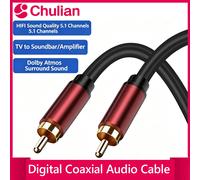 Câble audio numérique coaxial, câble de subwoofer RCA mâle-mâle HiFi 5.1 SPDIF, cordon audio coaxial stéréo pour home cinéma, téléviseur HD, amplificateur Red