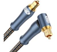 Câble Audio Optique Câble Toslink angle droit (prise or 24 carats,Fibre Optique 90 degrés,SPDIF à Toslink,rotation 360 °) Câbles Optical Coudé pour DVD,Haut-parleur,Soundbar,TV (4 mètres)