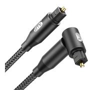 Câble Audio Optique Cordon Optique Câbles Toslink Angle Droit (Plaqué or,cable optical coudé,SPDIF à toslink,pivotable 360 degrés) Câble Optic pour DVD,Haut-parleurs,Subwoofer,TV (4 m)