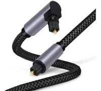 Câble audio optique droit-vers-angle OD5.0 ¿ Nylon tressé, cuivre sans oxygène, transmission sans perte SPDIF 5.1/7.1, compatible avec PS5, TV, barre de son 1 m