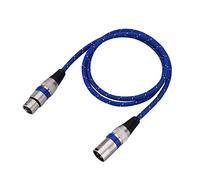 Câble audio pour microphone XLR mâle vers femelle à 3 broches, câble MIC avec gaine tressée en nylon, conception résistante à la saleté de couleur bleue pour scène, mixeur, amplifi (1 m/3,3 pieds)