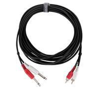 Cable Audio Prise 2x Jack 6,3mm Mono Male vers 2x RCA Mâles Phono Studio 6m Noir