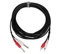 Cable Audio Prise 2x Jack 6,3mm Mono Male vers 2x RCA Mâles Phono Studio 6m Noir