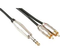 HQ-Power Câble RCA-jack, 2 x RCA mâle, 1 x jack 6.35 mm, stéréo, 6 m, parfait pour la transmission sonore