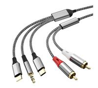 Câble audio RCA 3 en 1, utilisé pour adaptateur de câble Lig-htning vers RCA, câble USB C vers 2 RCA, câble audio auxiliaire 3,5 mm, utilisé pour amplificateur de puissance, voiture, home cinéma,