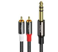 Câble Audio RCA à 6.35mm, robuste, prise TRS 1/4 pouces vers 2RCA stéréo, câble adaptateur séparateur en Y pour haut-parleur, récepteur AV, amplificateur noir