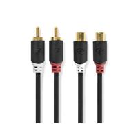 Nedis Câble audio CABW24205AT20 – RCA mâle vers RCA femelle – 2 m anthracite (rond)