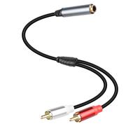 Câble Audio Séparateur 6,35mm vers 2 RCA, 1/4 Pouce Prise TRS Stéréo Femelle vers Double Fiche RCA Mâle pour Tables de Mixage, Ampli, Récepteur AV (0,3m/1ft)