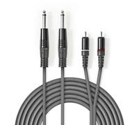 Câble Audio Stéréo 2x 6,35 mm Mâles - 2x RCA Mâles 3,0 m Gris