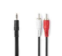Câble audio stéréo | 3,5 mm Hane | 2x RCA Hane | Nickelplaterad | 1,50 m | Rond | Svart | Label