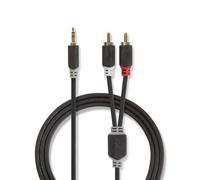 Câble Audio Stéréo 3,5 mm Mâle - 2x RCA Mâles 0,5 m Anthracite