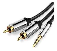 Câble audio stéréo 3,5 mm mâle vers 2 RCA mâle - Vention - Noir métallique - 5 m - 29 AWG