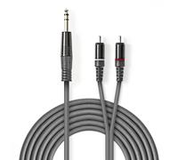 câble audio stéréo | 6,35 mm mâle - 2x rca mâles | 3,0 m | gris