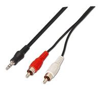 Aisens Câble audio stéréo A128-0147 – Jack 3,5 mm mâle vers 2 x RCA mâles, 1,5 m Noir