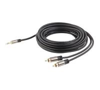Câble audio stéréo - Auvisio - Cinch / Jack 3 5 mm - 5 m - Double blindage - Fiches dorées