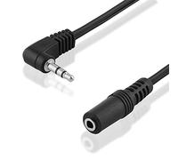 Câble audio stéréo BestPlug - 20 cm - Adaptateur sortie et entrée Aux - Jack femelle de 3,5 mm vers jack mâle de 3,5 mm - Coudé à 90° - Noir