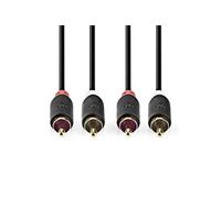 Stereo-Audiokabel | 2x RCA Stecker | 2x RCA Stecker | Vergoldet | 0.5 m | Rund | Anthrazit | Box