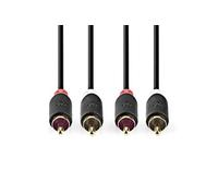 Nedis Câble audio stéréo CABW24200AT05 2x RCA mâle - 2x RCA mâle plaqué or 0,5 m anthracite