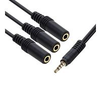 câble audio stéréo de 3 X Jack 3.5 mm Femelle à 3.5 mm 4 Pin 0.50 mètres Noir