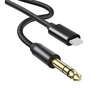 Câble audio stéréo TRS 6,35 mm mâle 6,35 mm compatible avec iPhone 13, 12, XS, iPad, i-Pod, amplificateur, haut-parleur, casque, mélangeur - 1 m (non compatible avec l'enregistrement)