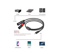 Câble Audio Stéréo USB Type C Mâle Vers 2 XLR Mâles 32 Bits/384 KHz pour Smartphones et Ordinateurs Portables 1 Mètre