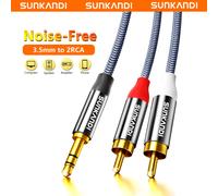 Câble audio SUNKANDI RCA vers 3,5 mm, cordon Aux stéréo 3,5 mm vers 2 RCA mâle vers mâle pour smartphones, MP3, tablettes, haut-parleurs, HDTV Gris