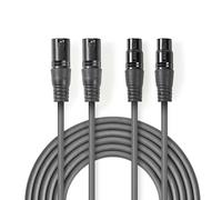 Câble audio symétrique | 2x XLR 3 pins mâle | 2x XLR 3 pins femelle | Nickelé | 0,50 m | Rond | PVC | Gris foncé | Pochette en carton
