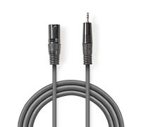 Câble audio symétrique | XLR 3 broches mâle | 3,5 mm mâle | nickelé | 3,00 m | rond | PVC | gris foncé | gaine en carton