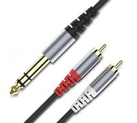 Câble audio TRS vers double RCA 6,35 mm mâle TRS vers 2 RCA mâles, câble répartiteur en Y, double RCA vers quart de pouce - 1,5 m