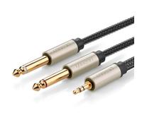 Ugreen Câble audio AV126 – 3,5 mm vers 2×6,35 mm mono, nylon tressé 1 m gris