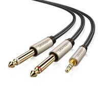 Ugreen Câble audio AV126 – 3,5 mm vers 2×6,35 mm mono, nylon tressé 1 m gris