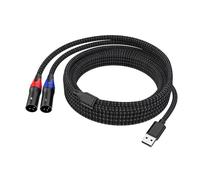 Câble audio USB A vers double XLR mâle et câble amplificateur de puissance stéréo (3 m) préfossionnel pour PC, console de mixage, tablette, amplificateur de lien d'ordinateur portable