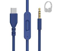 Câble audio USB-C vers 3,5 mm compatible avec les casques Beats Solo 4 3 2, Studio 2 3 Pro, Detox sans fil, Mixr & Executive Pill avec contrôle du volume du microphone intégré pour iPhone 17 (bleu)