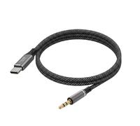 Câble Audio USB-C vers Jack 3.5mm pour Autoradio / Enceinte Tressé 1m LinQ Noir