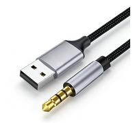 Câble audio USB vers 3,5 mm avec puce DAC, câble auxiliaire USB type A vers 3,5 mm pour ordinateur de bureau, ordinateur portable, TV vers écouteurs, haut-parleurs, stéréo de voiture, en nylon tressé