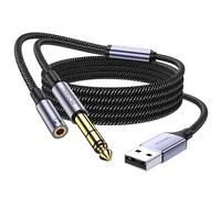 Câble audio USB vers 6.35mm,câble guitare USB vers 4/1 câble instrument professionnel en nylon tissé guitare,basse,amplificateur,haut-parleur,etc.