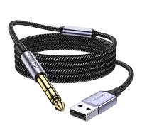 Câble audio USB vers 6.35mm,câble guitare USB vers 6.35mm câble instrument professionnel en nylon tissé guitare,basse,amplificateur,haut-parleur,etc.