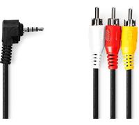 Câble audio vidéo | 3.5 mm Hane | 3x RCA Hane | Nickelplaterad | 2.00 m | Rond | PVC | Svart