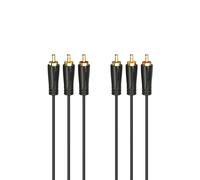 Câble audio/vidéo, 3 fich. RCA mâles - 3 fich. RCA mâles, doré, 1,5 m