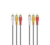 Câble audio/vidéo, 3 fich. RCA mâles - 3 fich. RCA mâles, doré, 3,0 m