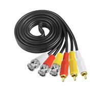 Câble audio vidéo BNC vers RCA - 1,5 m - 3 connecteurs BNC vers 3 RCA mâles plaqués or - Câble coaxial pour systèmes de surveillance CCTV
