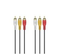 Hama Câble audio/vidéo 3 fiches RCA mâles – 3 fiches RCA mâles, doré, 3,0 m