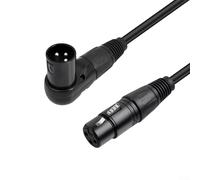 Câble audio XLR à angle droit mâle vers femelle à 3 broches, blindé avec feuille d'aluminium et double couche tissée, 180 cm