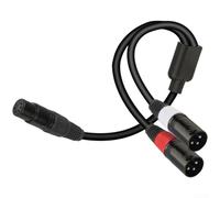 Câble audio XLR femelle vers double mâle 3 broches en cuivre sans oxygène 24 AWG 64 couches blindé réduction du bruit PVC noir compact 5 cm pour mixeur de studio, microphone, caméra, haut-parleur