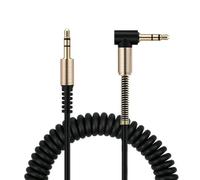 Câble AUX audio Câble pour casque d'écoute 3,5mm jack angle 90° Câble spiralé 1,7m
