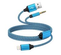 Câble auxiliaire 2 en 1 pour iPhone, câble auxiliaire 3,5 mm vers Lightning et câble de chargement, câble audio pour iPhone 14 Pro/14 Pro Max/14 Plus/14/13/12/11/Xs/Xr/X/8/7 pour