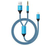 Câble auxiliaire 2 en 1 pour iPhone, câble Lightning vers prise auxiliaire 3,5 mm et câble de chargement, câble audio pour iPhone 14 Pro/14 Pro Max/14 Plus/14/13/12 Mini/11/XS/XR/X/8/7 pour
