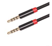 Câble auxiliaire 3,5 mm TRRS mâle vers mâle audio avec support micro pour smartphones, écouteurs, voiture, nylon plaqué or pour tresse (3 m)